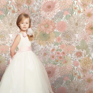 Floral Repositionable Removable Wallpaper, Peel & Stick Fabric Wallpaper for Nursery or Girl&#39;s Room, Self-adhesive, PVC Free Non-Toxic #410P