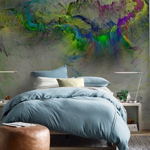 Abstract Mural Repositionable Wallpaper, Peel & Stick Wallpaper, Self Adhesive, Fabric Wallpaper, Modern, Contemporary Design Wallpaper 179
