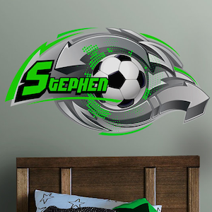Original Digital Graffiti Art, Soccer Personalized Name Wall Decal, Eco Friendly Soccer Mural for Kid&#39;s Room, Boy&#39;s, Teen Room Decor