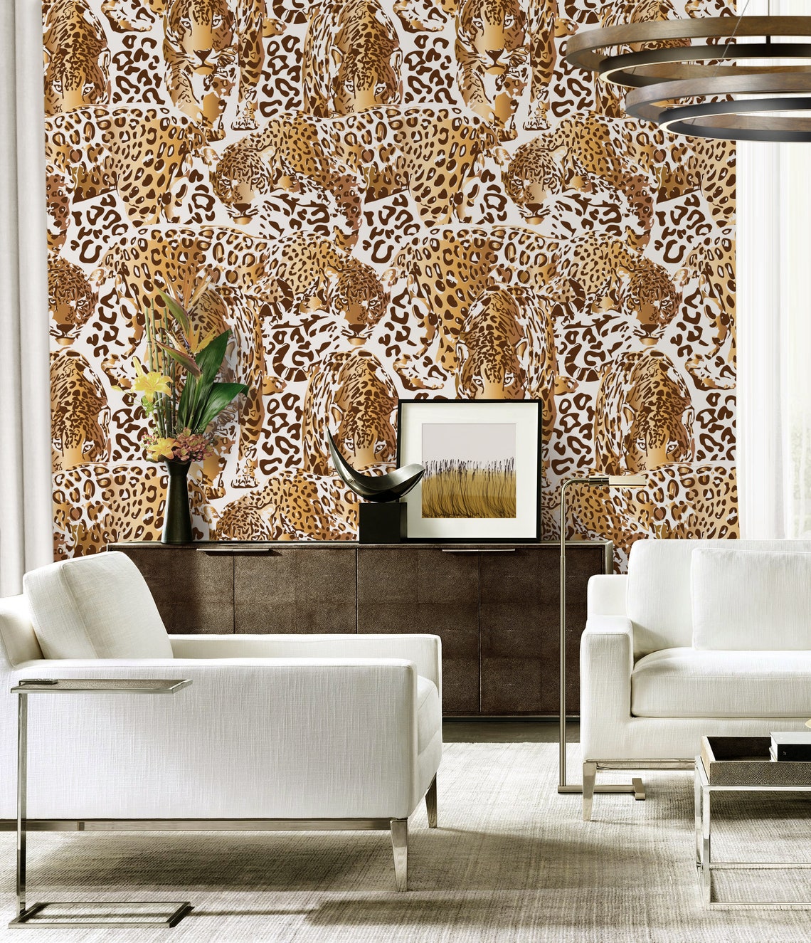 Leopard Pattern Repositionable Wallpaper Peel and Stick Etsy