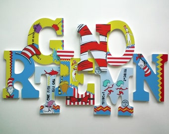 Dr Seuss Personalized, Custom, Wood Letters to Spell Name or Initials for Nursery, Boy's, Girl's Room or Playroom, Price per Letter