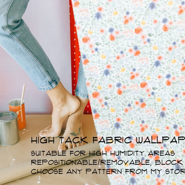 High Tack Peel & Stick Block Out Fabric Wallpaper, Repositionable, Removable Fabric Wallpaper, Choose any Pattern