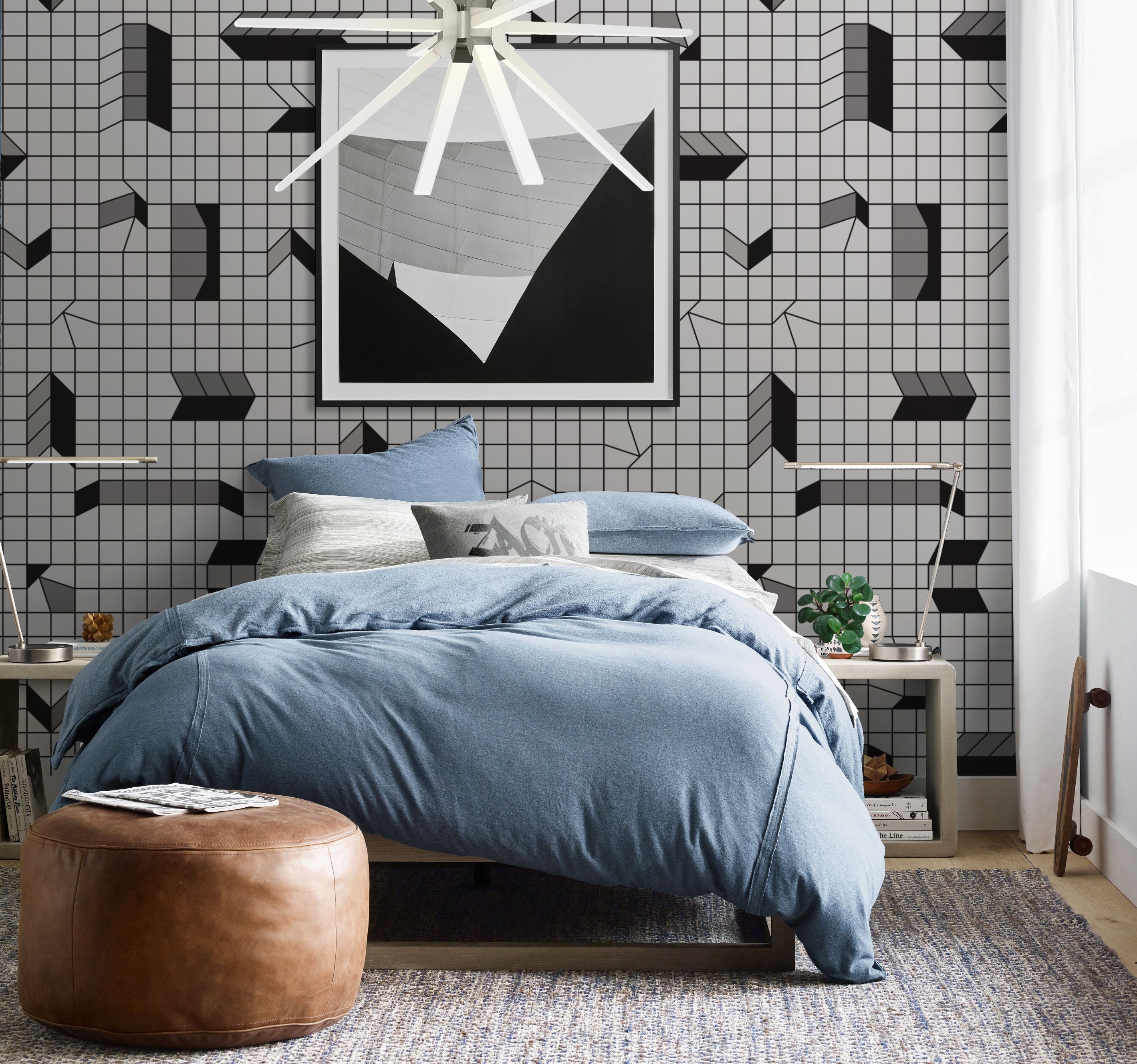 Bauhaus Pattern Repositionable Wallpaper Peel and Stick | Etsy