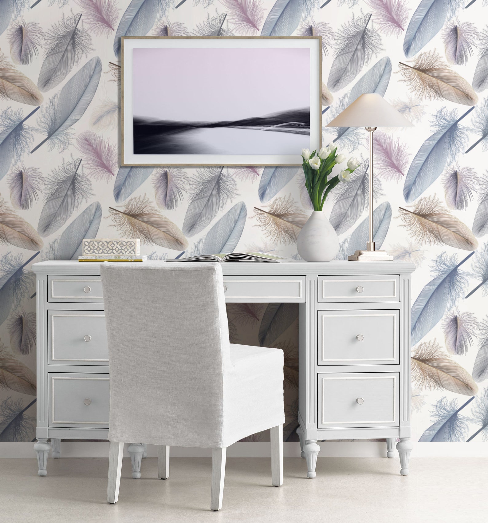 Feathers Repositionable Wallpaper Peel and Stick Wallpaper - Etsy