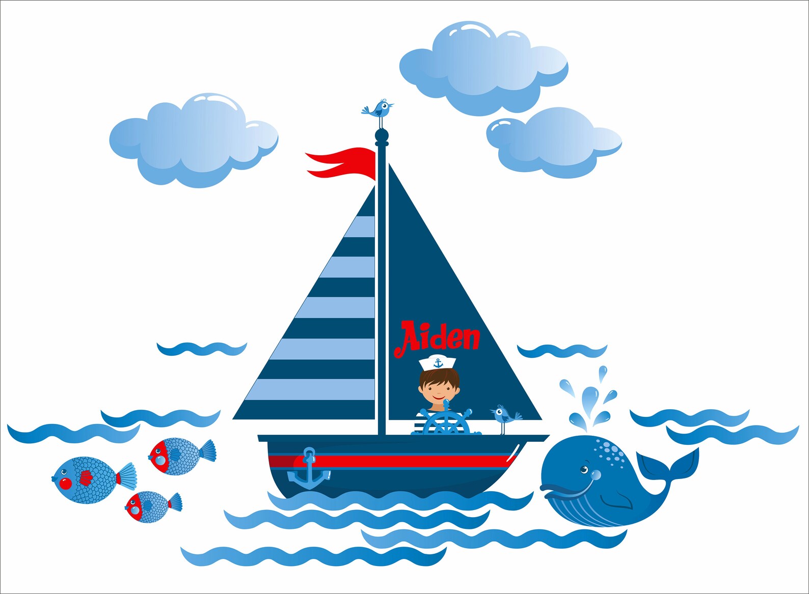 Nautical Personalized Repositionable Fabric Wall Decal Sticker - Etsy