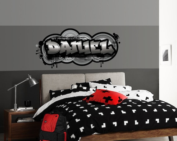 Original Digital Graffiti Art Personalized Name Vinyl Wall Decal Sticker Mural For Kid S Room Boy S Teen Room Decor