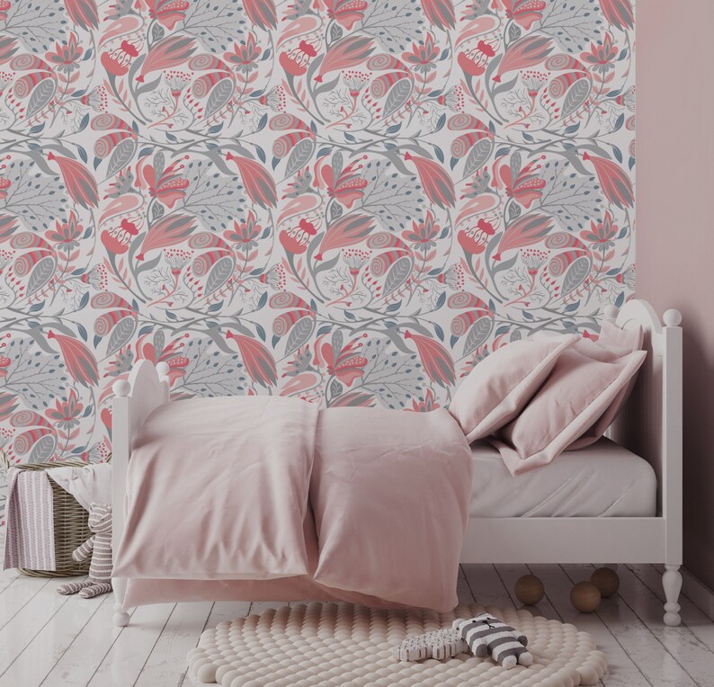 Floral Repositionable Wallpaper Peel and Stick Wallpaper