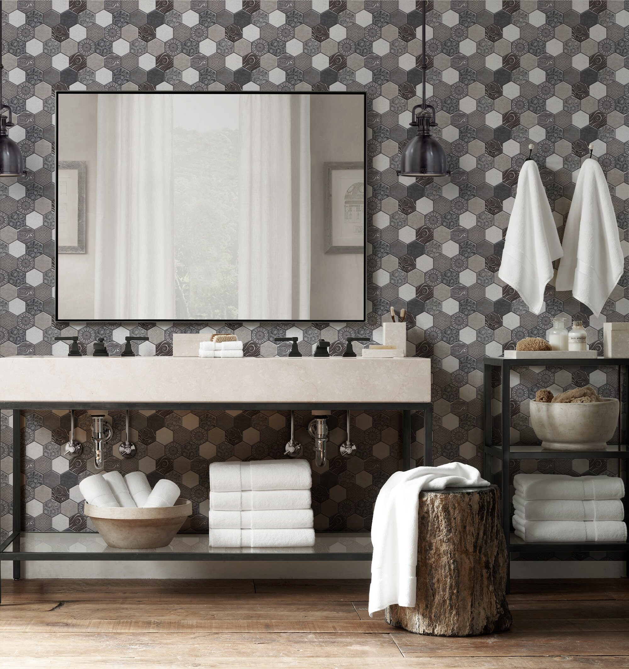 Ceramic Mosaic Tile Repositionable Removable Wallpaper Peel Etsy