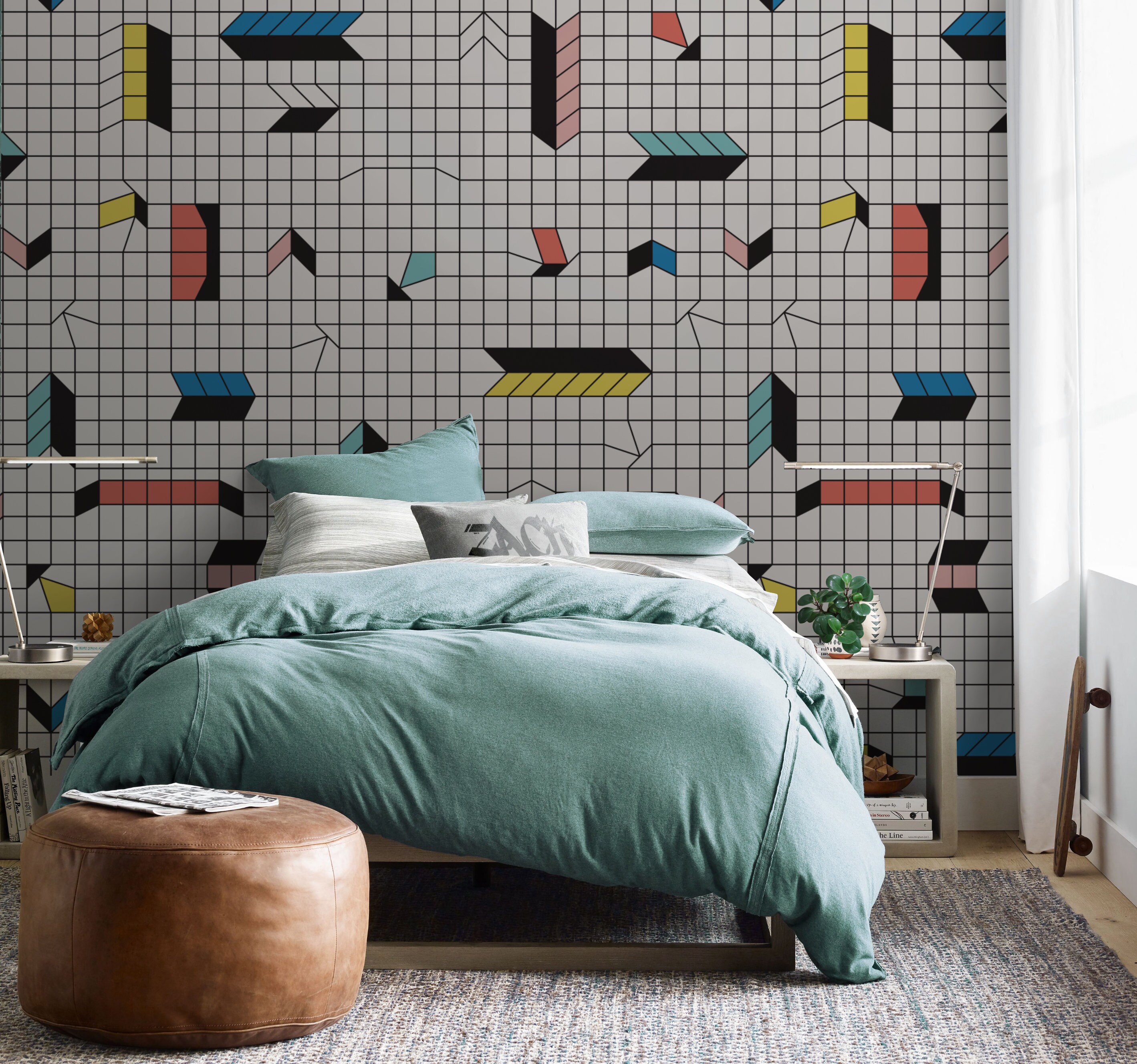 Bauhaus Pattern Repositionable Wallpaper Peel and Stick | Etsy