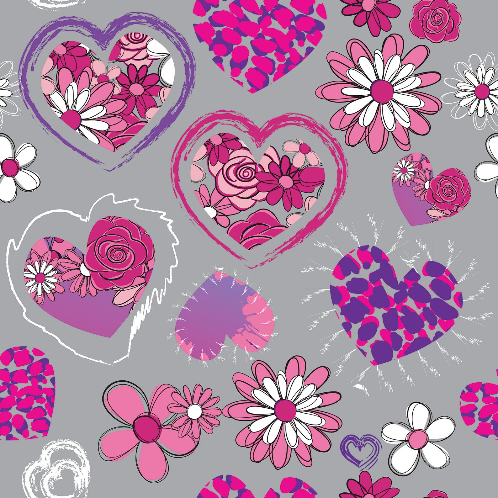 Flores y corazones reposicionables fondo de pantalla | Etsy
