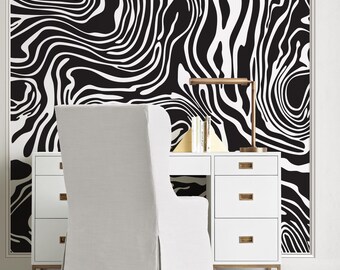 Abstract Repositionable Wallpaper, Peel & Stick Wallpaper, Contemporary Design Fabric Wallpaper, Self Adhesive Wallpaper, PVC Free #687