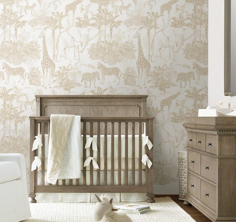 Vintage Safari Animals Selfadhesive Removable Wallpaper, Peel & Stick