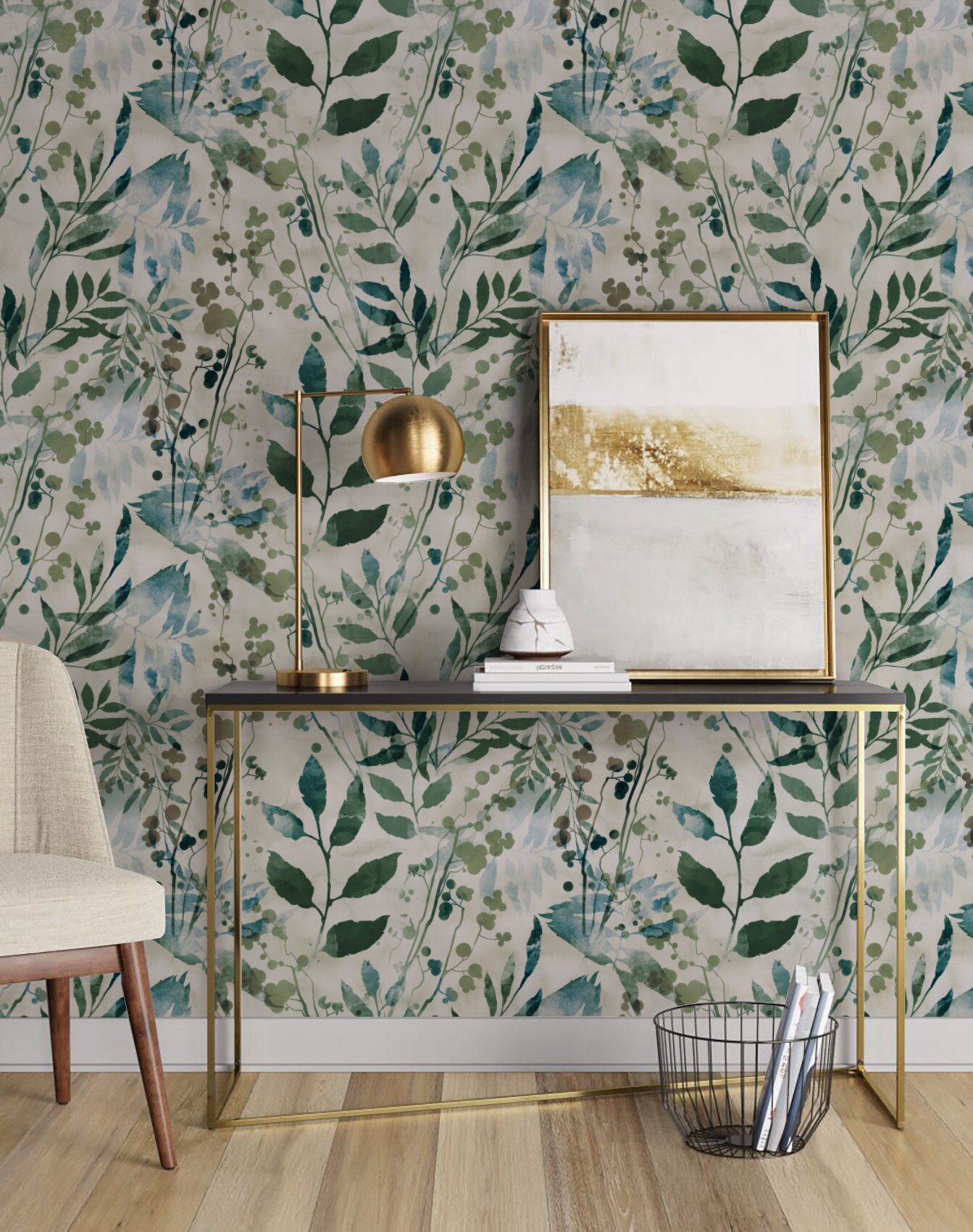 Watercolor Leaves Repositionable Wallpaper Peel & Stick - Etsy New Zealand Watercolor Leaves Repositionable Wallpaper Peel & Stick - Etsy New Zealand