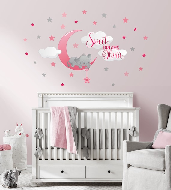 Wall Decal Art Sticker playroom bedroom nursery Personalised Name With Stars 