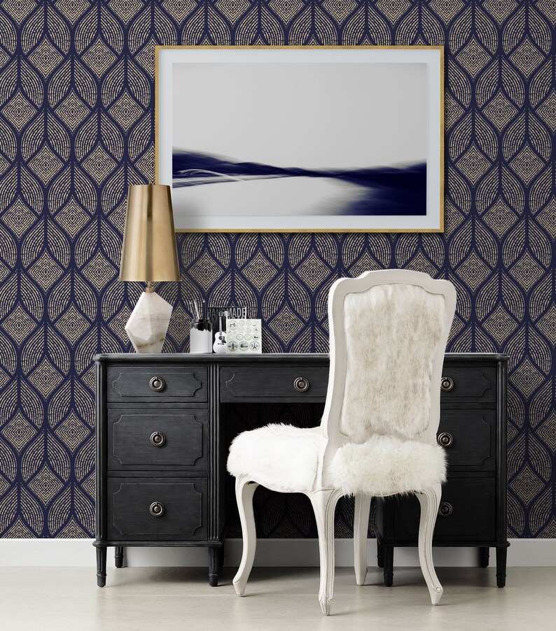 Art Deco Repositionable Wallpaper Peel & Stick Fabric Etsy