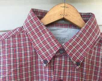 Haggar camisa de manga / camisa 1990s / botón - México