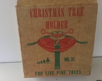 Christmas tree stand,Vintage Tree Holder,Steel Tree Stand,Made in USA, Americana,Live Pine Steel Tree stand