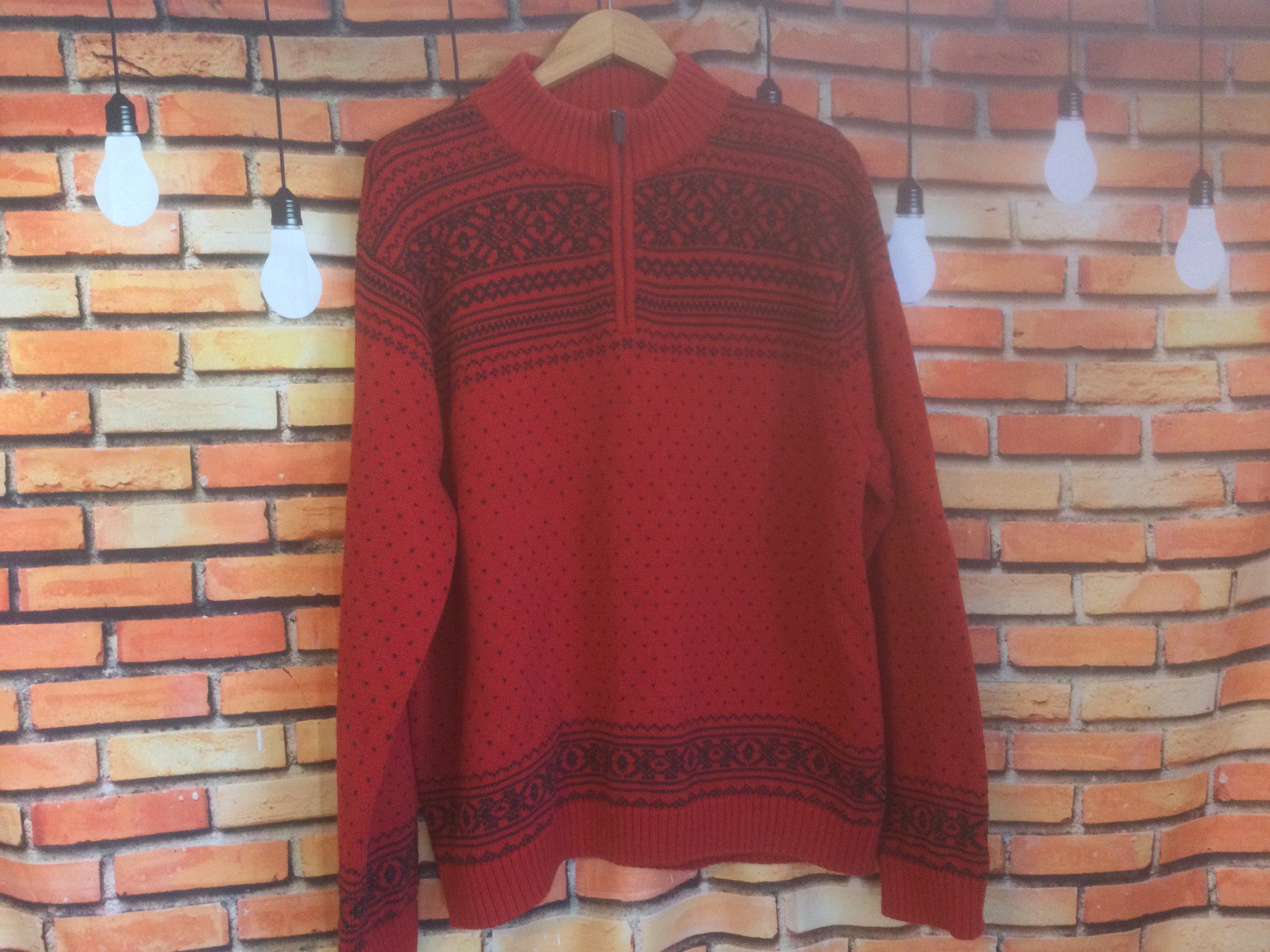 Vintage Chaps XL Red Sweater Cozy Red 