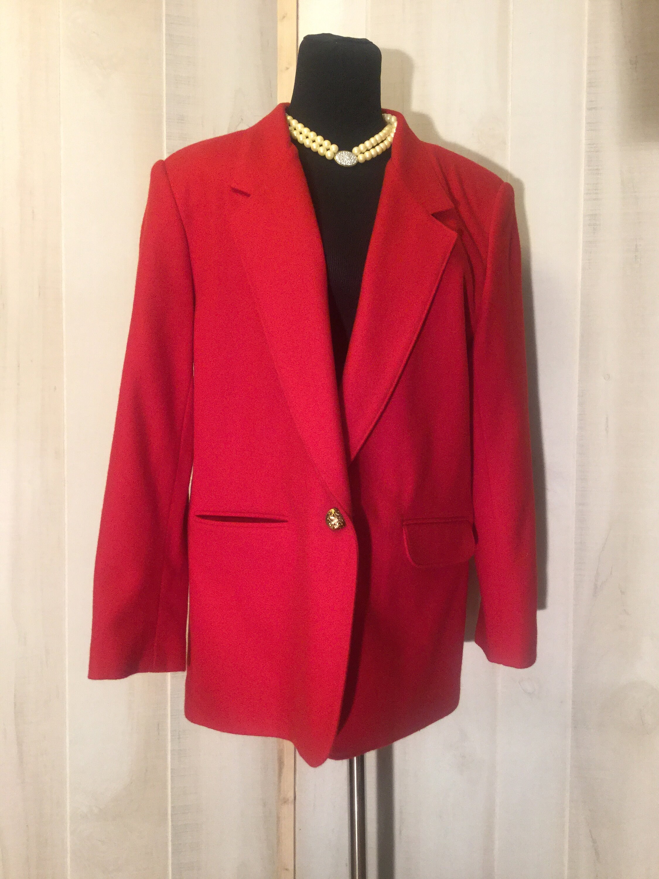 Blazer Red FREESHIPPING Vintage Wool Blazer Red Jacket | Etsy
