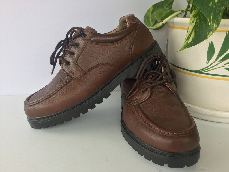 Vintage Men\u2019s Leather Shoes 11W..ThomMcAn Mens Size 11W Leather Chunky Shoes..Mens Vintage Shoes..Mens Eur 45..Brown Mens Shoe Size 11W