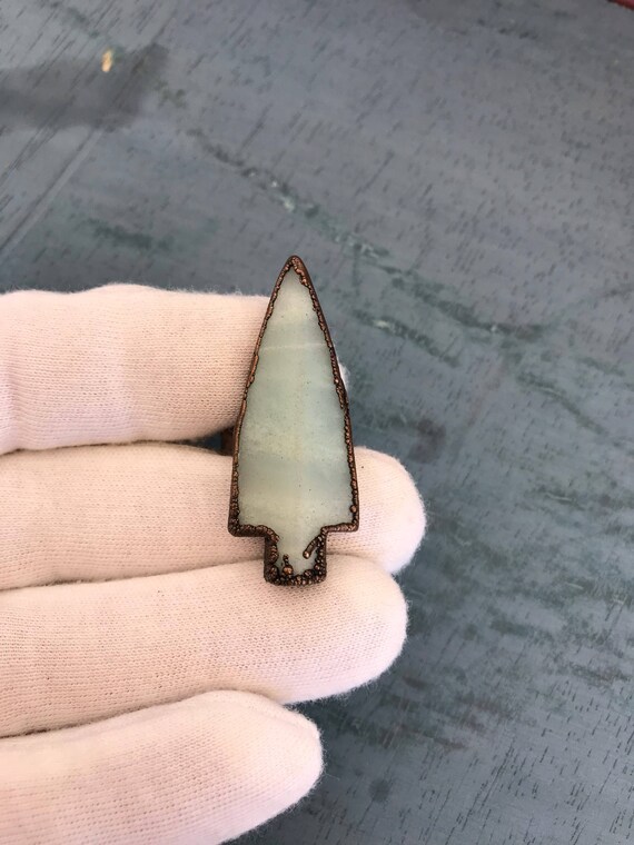 Size 4 Aqua Agate Copper Arrowhead Native America… - image 6