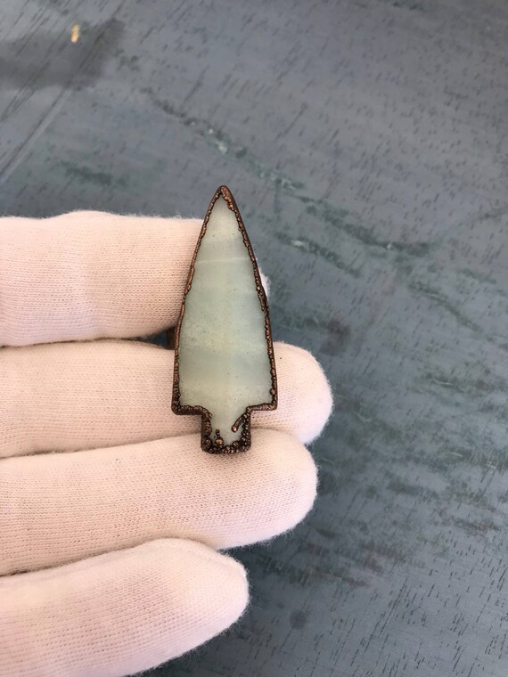 Size 4 Aqua Agate Copper Arrowhead Native America… - image 5