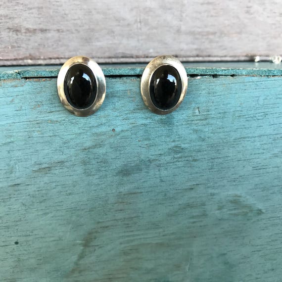 Navajo Onyx Sterling Silver Post Stud Native Amer… - image 8