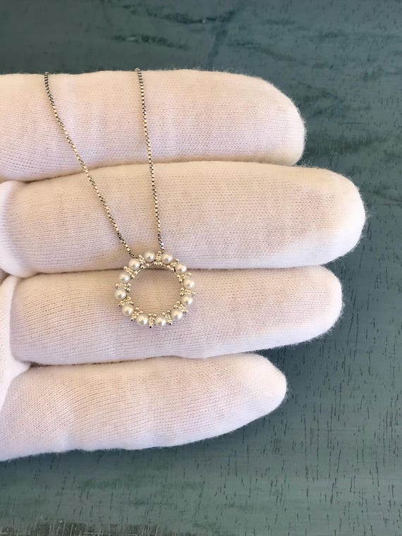 18 Sterling Silver 925 RL Circle Wreath Pearl Necklace Etsy