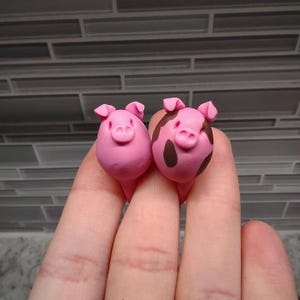 Set of Two Pig Garden Plant Pot Decor
