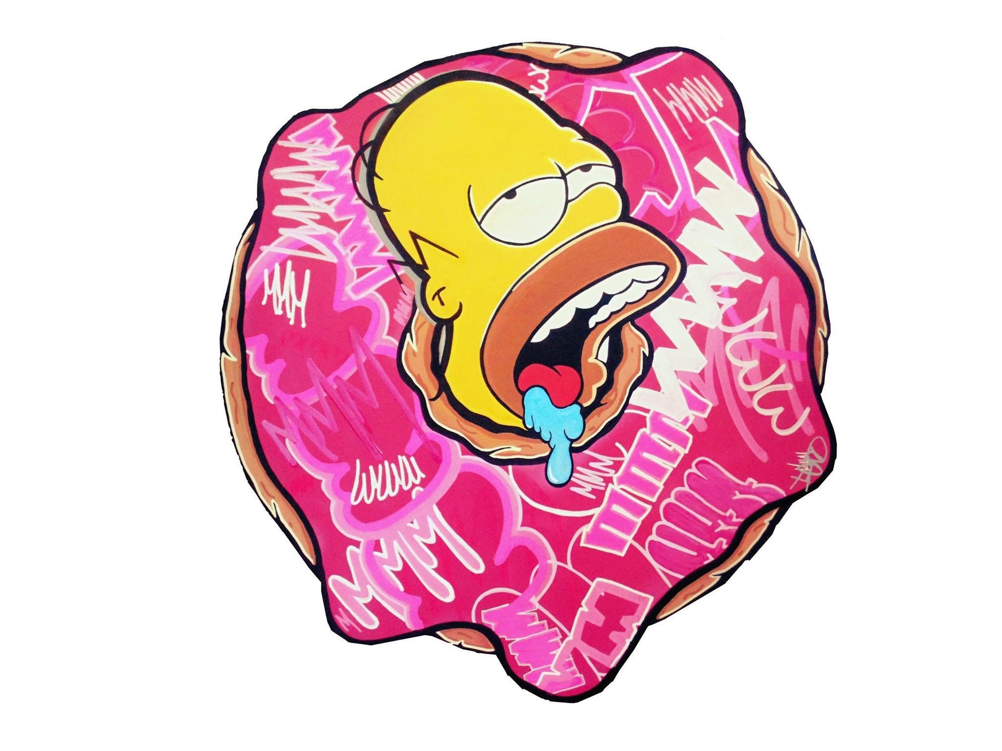 Homer Simpson Graffiti Donut Mmm Etsy