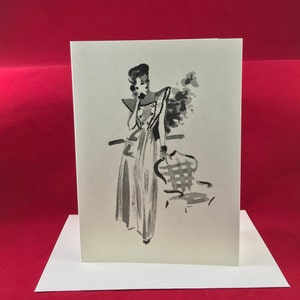 Retro Fashion Illustration, Greeting Card/Note Card, 5 x 7 with Envelope - Shirl