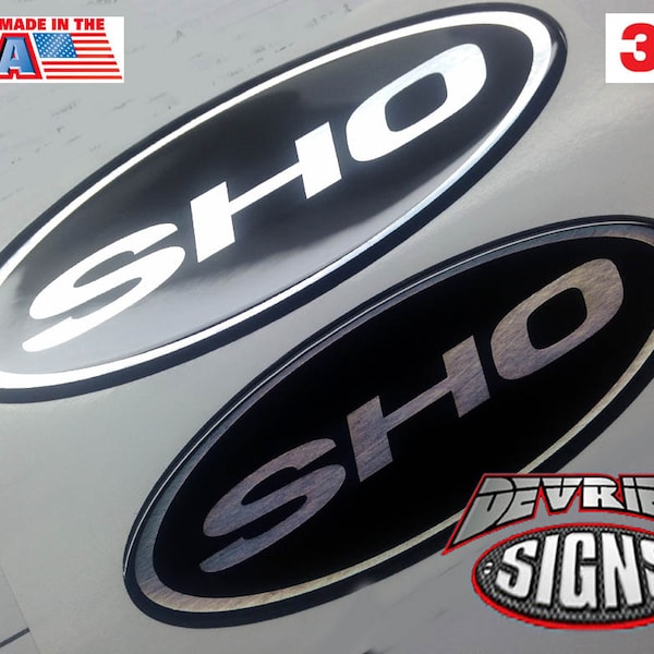 Gel Coated (DOMED) Ford Taurus "SHO" emblem overlay : Fits Taurus SHO 2010+.