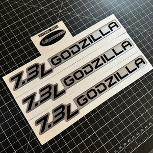 Set of (3)Gel-coated 7.3L GODZILLA badge Ford Super Duty Tremor F250 (MULTIPLE COLORS) free steering wheel overlay with every 3-pack!
