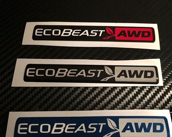 Gel Coated (Domed) FORD Ecobeast AWD or Twin Turbo AWD emblem overlay.  Fits Fusion Ecoboost awd only!