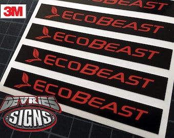 Uncoated Ford Ecobeast, Ecobeauty or Twin Turbo:  (2) emblem ecoboost overlays- Fits F150 2015+ ONLY,  NON-DOMED stickers
