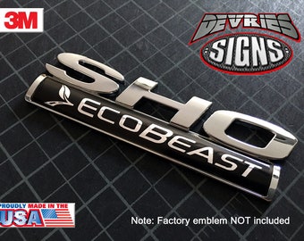 Uncoated Ford Ecobeast, Ecobeauty or Twin Turbo:  (2) emblem ecoboost overlays- Fits Taurus SHO only,  NON-DOMED stickers
