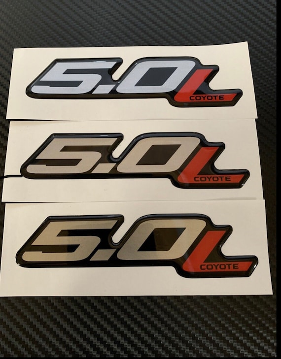 3 Gel-coated 5.0L COYOTE Emblems Badges Ford F-150 4.75in 