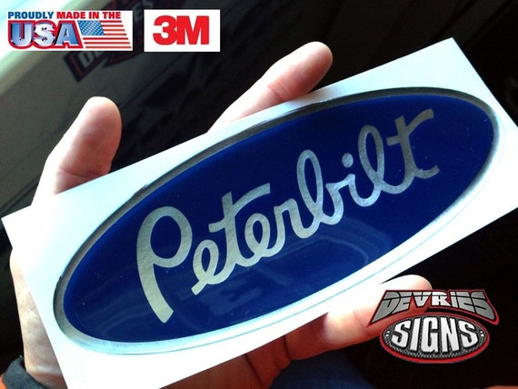 2PCS Peterbilt Emblema ovale 9 ABS Alluminio Griglia Anteriore Auto Griglia Cappuccio Tronco Emblema Badge 4L34-15402A-CA Nero Argento