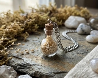 Fiole de collier de sable avec étoile d'Okinawa, bijoux de la culture des vautours, bizarreries et curiosités
