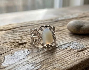 Resin Human Tooth Filigree Adjustable Ring, Faux Bone Jewelry, Oddity and Curiosity, Dental, Teeth