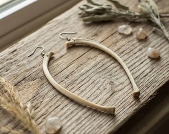 Boucles d'oreilles en côtes de serpent, bijoux en os véritables, animaux naturellement décédés, bizarrerie et curiosité