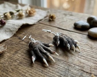 Muskrat Paw Earrings, Oddities Witchy Gift, Hypoallergenic Stainless Steel