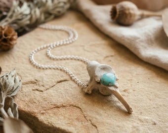 Collier vertèbres de raton laveur, aventurine verte, bijoux en os véritable