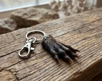 Porte-clés patte de marmotte momifiée, accessoire de bizarrerie et de curiosité, art fonctionnel