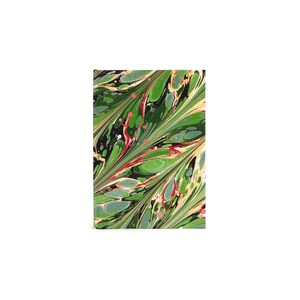 Pocket Marbled Journal - Green Feather