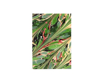 Pocket Marbled Journal - Green Feather