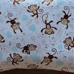 Pattern Monkey White Cotton Pillow Case/ Newborn Pillow Case/ Toddler Pillow Case/Children Pillow Case/Boy&#39;s Pillow Case/Girl&#39;s Pillow Case