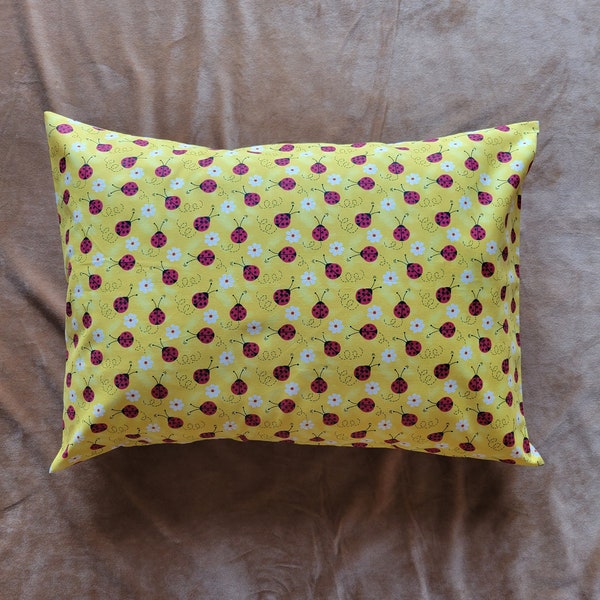 Yellow Ladybugs Cotton Pillow Case/ Newborn Pillow Case/ Toddler Pillow Case/ Children Pillow Case/ Kids Pillow Case