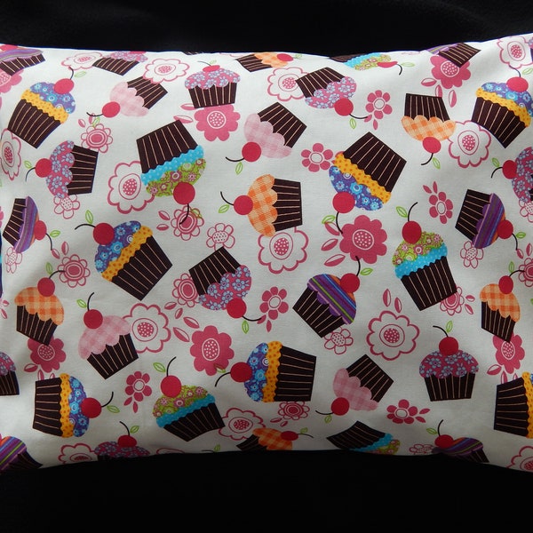 Cupcakes /Flowers/ Pillow Case/ Newborn Pillow Case/ Toddler Pillow Case/ Children Pillow Case/ Kids Pillow Case/ Girl's Pillow Case