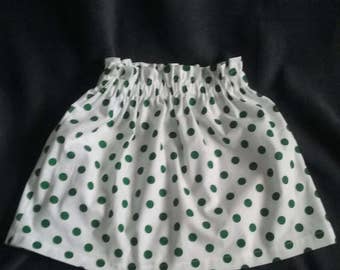 White with Green Dots, Cotton Girl Skirt, Trendy Girl's Clothes, Girls Skirt, Toddler Skirt, White Skirt, Toddler Girl Clothes, KIds Skirt